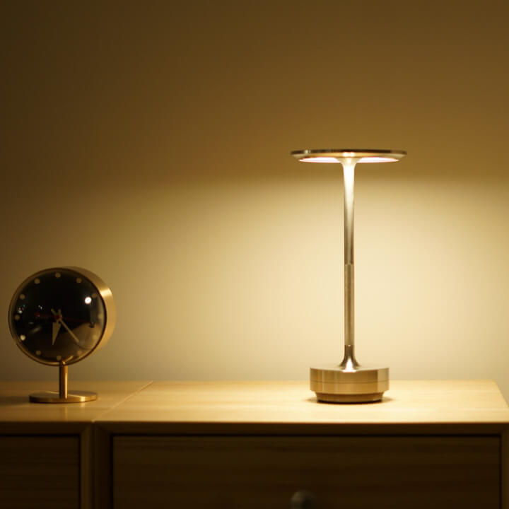 Cordless Metallic Table Lamp with Touch Control, Adjustable Brightness – Battery Operated Bedside Lamp for Elegant Lighting-6