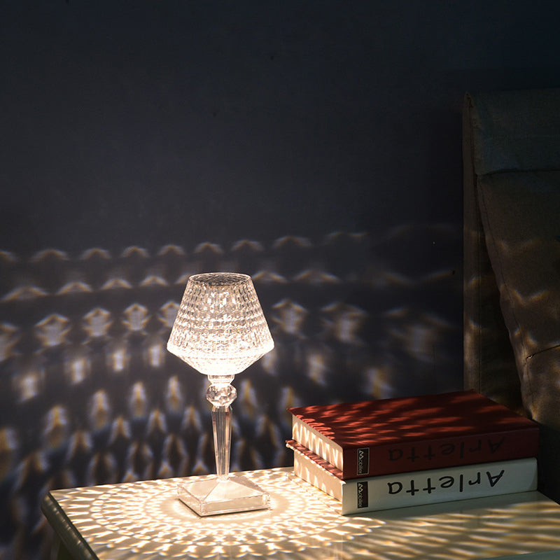 Elegant Crystal Lampshade Desk Lamp - Cordless Rechargeable LED Light with Adjustable Brightness, Small Table Lamp for Home Decor-1