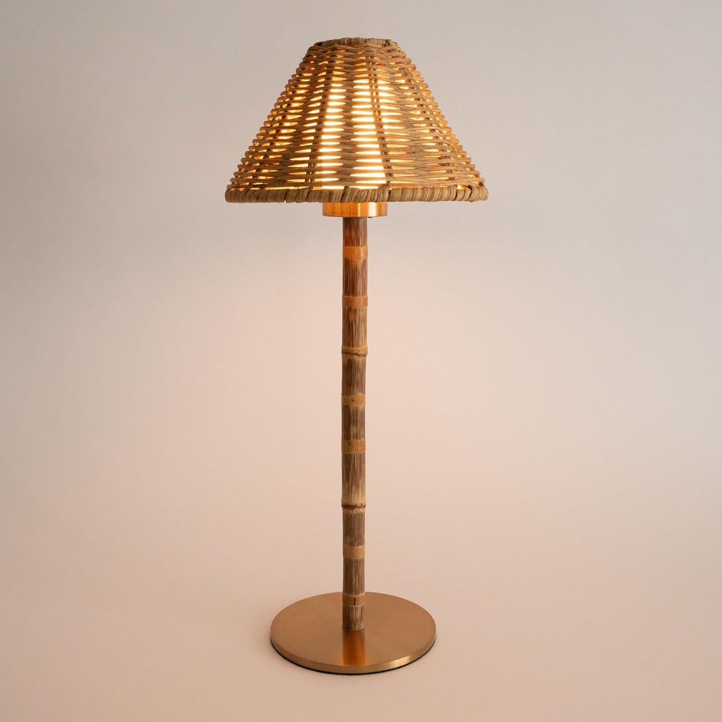 Cordless Bamboo LED Table Lamp with Dimmable Light and Remote Control – 15-Inch Portable Bedside Lamp-3