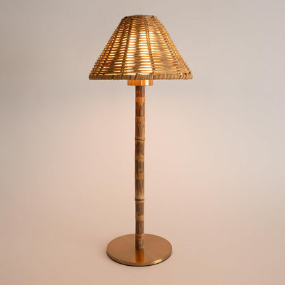 Cordless Bamboo LED Table Lamp with Dimmable Light and Remote Control – 15-Inch Portable Bedside Lamp-3
