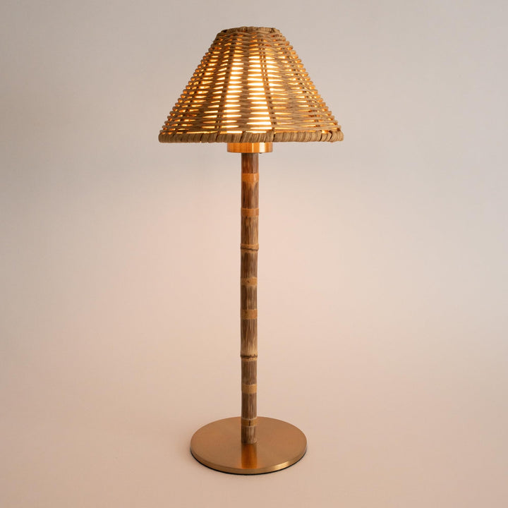 Cordless Bamboo LED Table Lamp with Dimmable Light and Remote Control – 15-Inch Portable Bedside Lamp-2