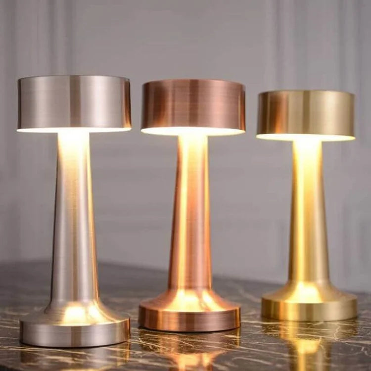 Cordless LED Table Lamp with Adjustable Brightness and Three Light Colors – Metal Bedside Lamp for Home and Outdoor Use-1