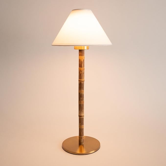 Variant image for Cordless Bamboo LED Table Lamp with Dimmable Light and Remote Control – 15-Inch Portable Bedside Lamp-2