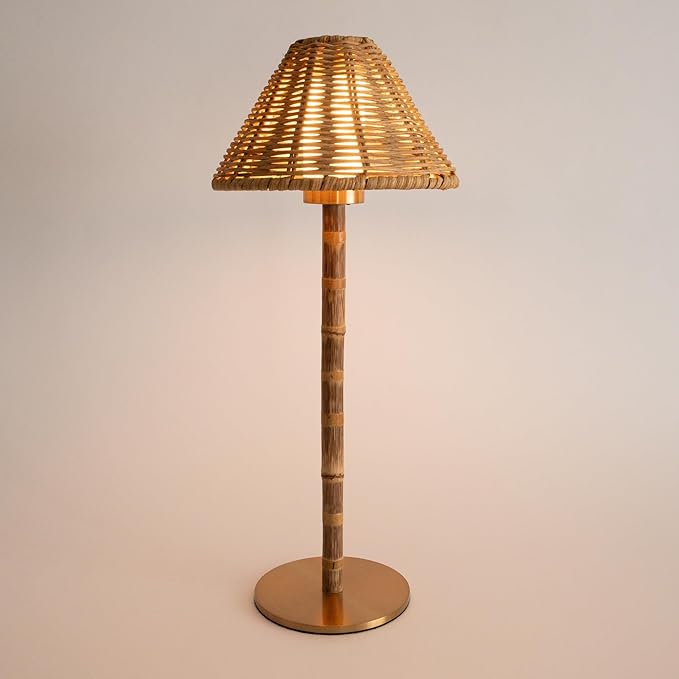 Variant image for Cordless Bamboo LED Table Lamp with Dimmable Light and Remote Control – 15-Inch Portable Bedside Lamp-1